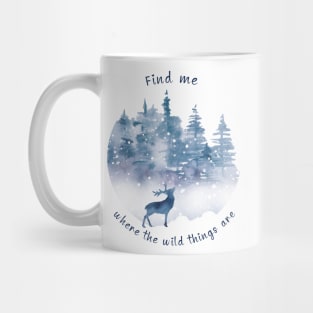 Watercolor Deer in Winter Forest Mug